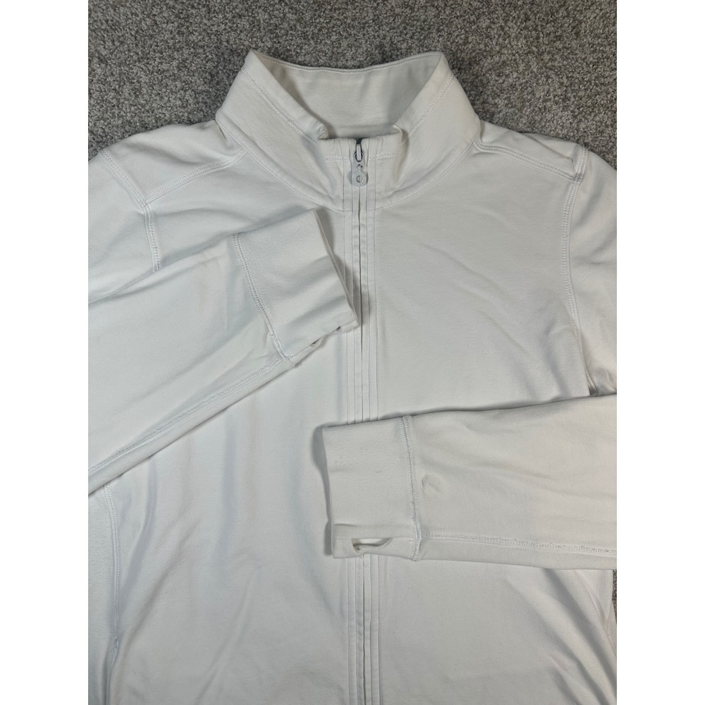 Tommy Bahama Womens XL White Full Zip Sweatshirt Thumbhole Mock Neck Cotton